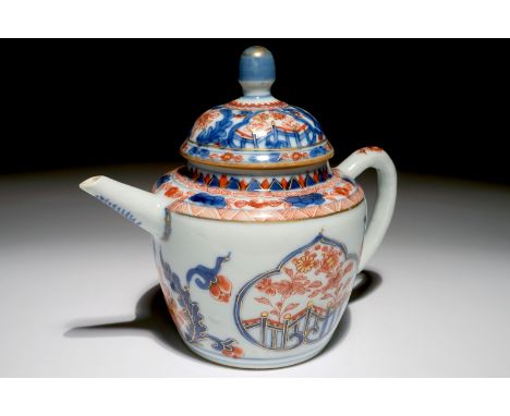 A Chinese Imari teapot with ruyi-shaped panels, Kangxi  Dim.: 18 x 11 cm - H.: 15 cm  Condition reports and high resolution p