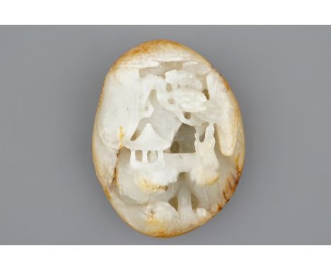 A Chinese miniature carved jade boulder, 19/20th C.  Dim.: 8 x 6 cm  Condition reports and high resolution pictures are avail
