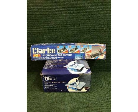 A Diamond Wheel tile cutter saw with spare wheel blade and 16" 400mm tile cutter 