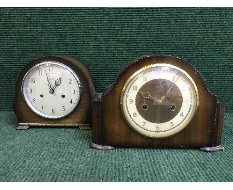 An oak cased Smiths mantel clock and one other 