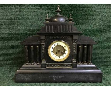 A Victorian slate mantel clock 