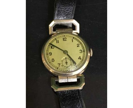 A vintage rose gold Rotary maximus wrist watch in Art Deco style with gold fittings