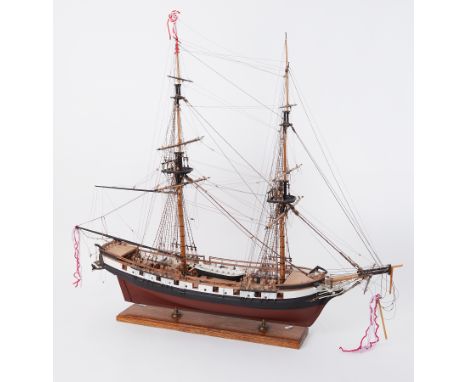 A scale model of a boat 'Irene' Brig of War built in 1806 at Hythe England named 'Grasshopper' went around off the coat of Ho