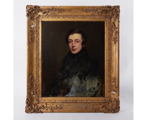 A 19th century portrait oil painting believed to be Charles Burnard (Mayor of Plymouth( 1882) paper label on reverse inscribe