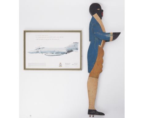 A Dumbwaiter, height 87cm together with a Military print of Phantom FG.1 43 Squadron.