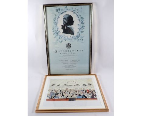 A Glyndebourne Festival opera poster advertisement, framed and glazed 21 May - 23 August 1993, 49 x 30cm plus an Osbert Lanca