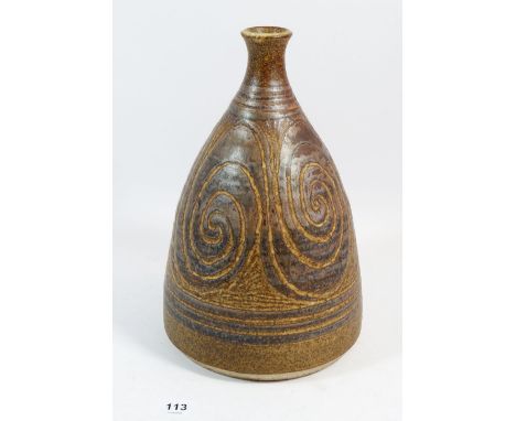 A Studio pottery stoneware lamp base with impressed mark 