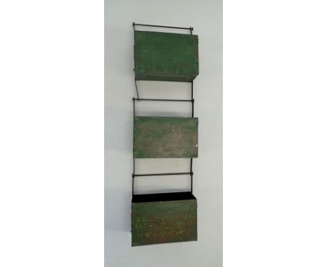 Three green ammunition boxes converted to a planter, 100cm tall 