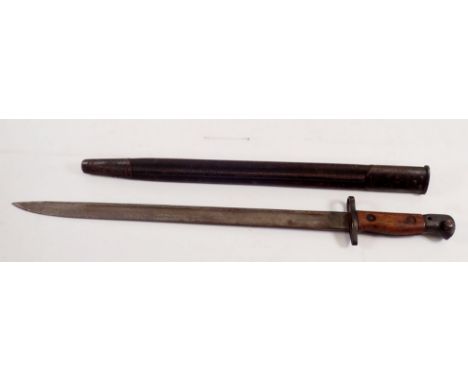 A WW1 Lee Enfield sword bayonet and metal scabbard 