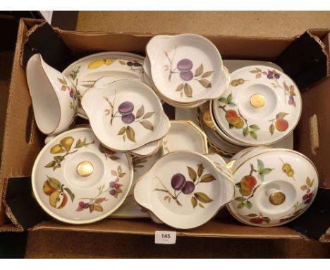 A group of Royal Worcester Evesham comprising: three various serving dishes, three circular tureens, one oval lidded dish, sa