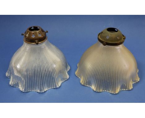 A pair of vintage ribbed glass light shades (from Trotters in Coleford) 