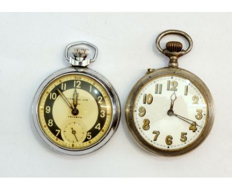 Two vintage pocket watches including an Ingersoll Triumph and another with enamel and illuminous dial 