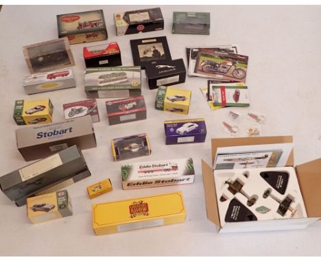 A box of die cast cars boxed, mostly Atlas Editions, Corgi etc. 