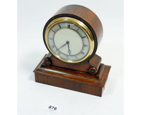 A 19th century rosewood 8 day mantel clock with platform movement 16.5cm tall 