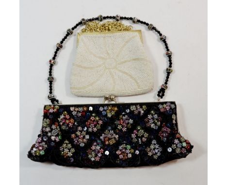 Two vintage beaded purses, largest 26cm wide 