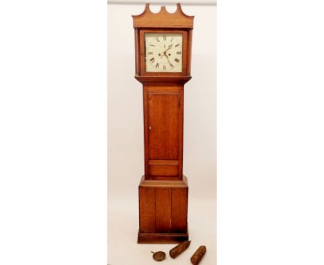 An18th century oak longcase clock with 'Gloucester' to painted dial 