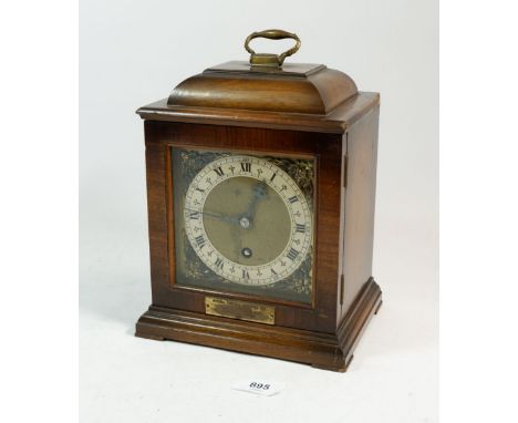 A mid 20th century walnut 8 day bracket clock 23cm tall 