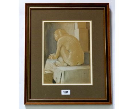 Stella Carton-Kelly - pastel of seated nude signed SC-K, 28 x 21cm 