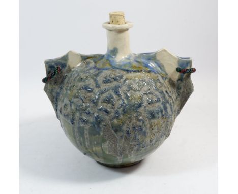 A large studio pottery stoneware flask singed to base Richard 