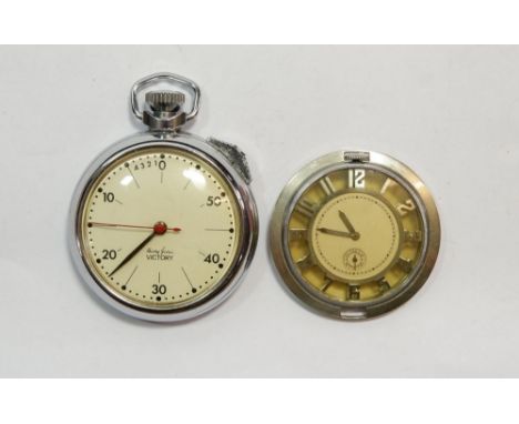 A vintage stop watch by Henry Jones Victory and a ladies pendant skeleton watch (2)