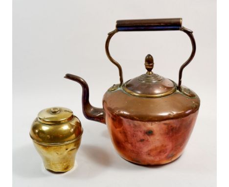 A Liptons British Empire Exhibition tea caddy a/f and Victorian copper kettle 