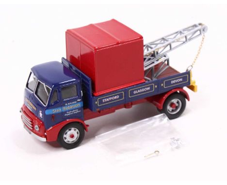 A Corgi Toys Code 3 1/50 scale diecast model of a BMC Wrecker 'Stan Robinson' in dark blue body with red chassis, brown bed, 
