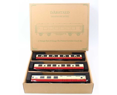 Sets of three Darstead coaches BR Gresley corridor Set A, maroon & cream, lined, grey roofs: all 1st E6451E; 3rd No.E61695E &