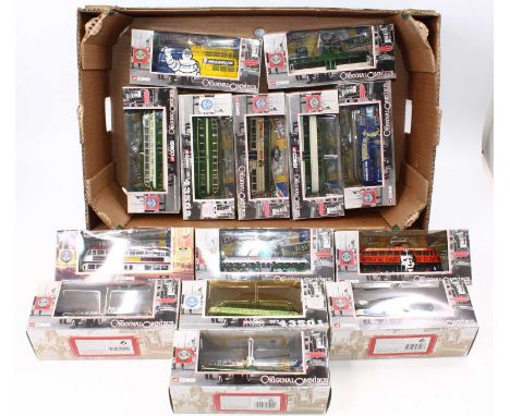 Two trays containing Corgi 1/76 scale, the Original Omnibus/other boxed modern issue diecast models to include No. 44005 Blac