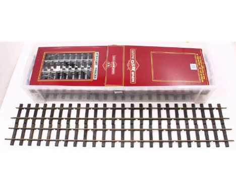 A small collection of G-scale track: two long straight lengths &amp; 4 small curves Peco ‘brass’; 12 small curves &amp; 8 sho