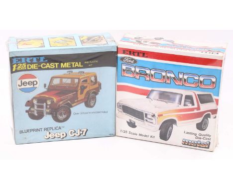 ERTL 1.25 scale, Diecast metal/plastic kit, 8107 1980 Ford Bronco Hardtop or Off Road &amp; 8101 Jeep CJ-7 ‘Renegade’ V8 Top 