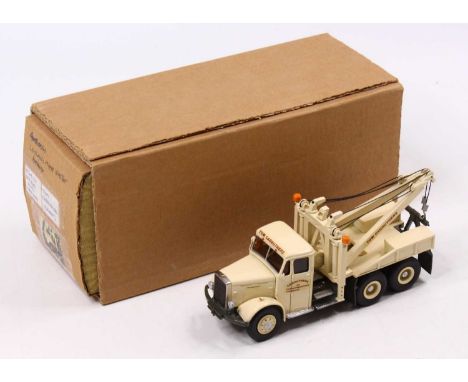 An ASAM Models 1/48 scale white metal kit built model of a Leyland Hippo Wrecker 'Tom Carruthers' in cream body with cream ji