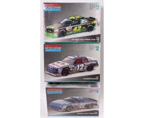 MONOGRAM 1.24 scale, NASCAR kit, 2428 ‘Mello Yello’  Pontiac Grand Am #42 K.Petty, 2431 ‘Raybestos’ Buick Regal #12 H.Strickl
