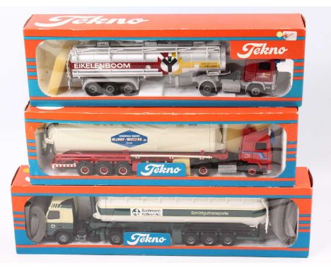 A Tekno 1/50 scale group of three boxed models to include; Volvo F12 Eikelenboom Bulk Tanker, Volvo F12 Nijhof-Wassink Bulk T