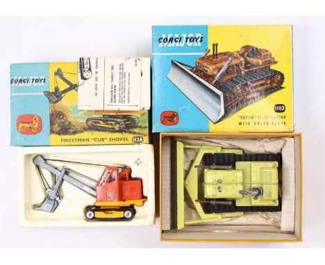 Corgi Toys group of two earth-moving/construction diecast models to include No. 1128 Priestman Cub Shovel in orange body with