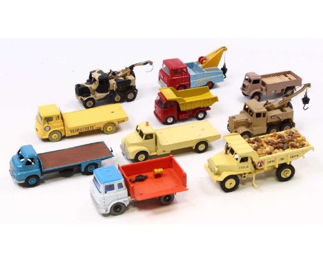 A Dinky and Corgi Code 3 loose group of ten 1/50 scale diecast models to include No. 533 Leyland Comet in light yellow with m
