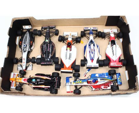 A Minichamps 1/18 scale group of seven loose F1 models to include McLaren MP4-8 M Hakkinen, Williams FW16 Renault D Hill, 199