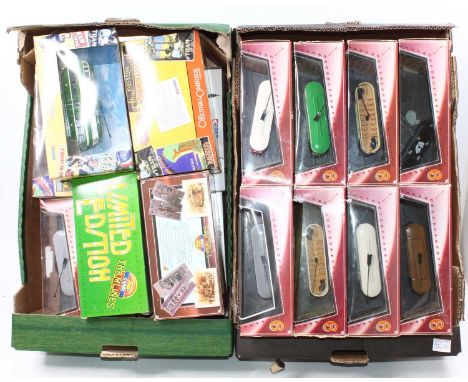 Two trays containing Corgi 1/76 scale original Omnibus and Tramline boxed diecast models to include No. OM44010 Blackpool Bru