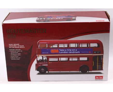 A Sun Star No. 2918 1/24 scale diecast model of a London Transport Routemaster RM double decker bus (1964) housed in the orig
