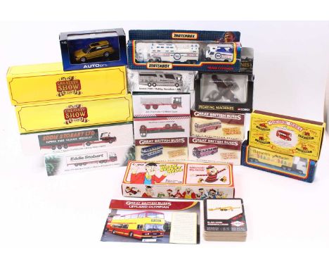 A tray containing modern issue diecast to include Stobart Sport Scania P3800 Oakley Horse Box, Matchbox CY24 DAF Box Car, Cor