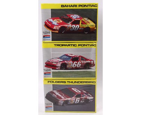 MONOGRAM 1.24 scale, NASCAR kit, 2928 ‘Folgers’ Ford Thunderbird #6 M.Marlin, 2930 ‘Tropartic’ Pontiac Grand Am #66 D.Trickle