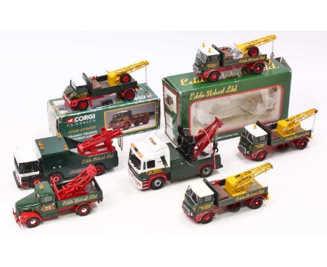 A Code 3 Corgi Toys Eddie Stobart related 1/50 scale boxed and loose group of seven, to include Thames Trader dropside lorry,