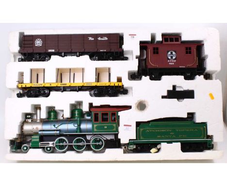 Bachmann Big Haulers G gauge Train set comprising 4-6-0 loco &amp; tender No.9 Atchison Topeka &amp; Santa Fe with two wagons