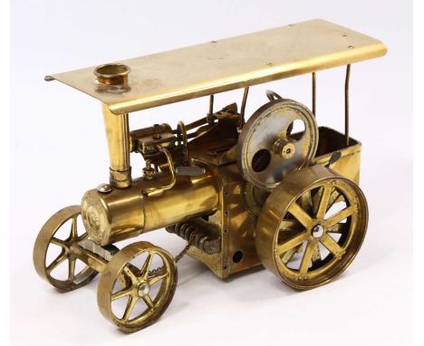 Wilesco, D407, Steam Traction engine, brass body with burner, complete with canopy, little use