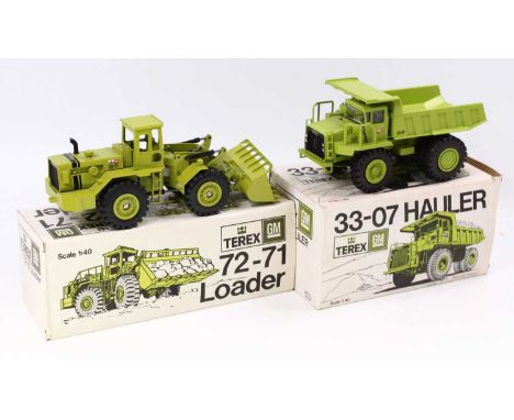 A Gescha/NZG group of two 1/40 scale construction models to include a Terex GM 72-71 wheeled loader, and a Terex Gm 33-07 Hau