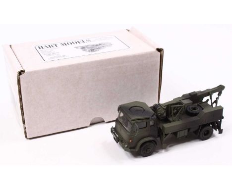 A Hart Models 1/48 scale white metal kit built model of a HT121 Bedford MK light recovery truck, in military green with match