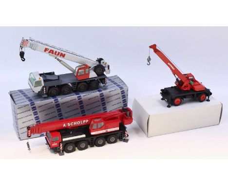 A Conrad 1/50 scale boxed and loose diecast group to include No. 2084 Faun RTF 65-4 All Terrain Crane, No. 2087 LTM 1090 All 