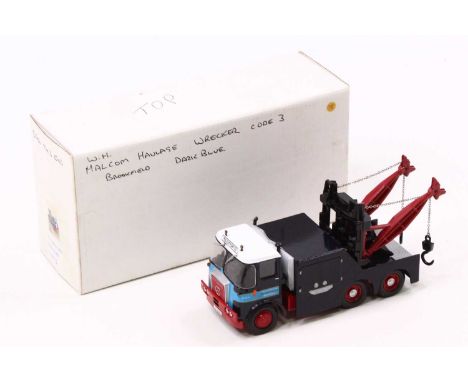 A Corgi Toys Code 3 1/50 scale diecast model of an Atkinson Wrecker 'WH Malcolm Ltd' in a navy blue and light blue cab with a