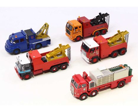 A Code 3 loose group of five 1/50 scale diecast to include a body for Dinky Toys No.956 fire engine made into 24 hour recover