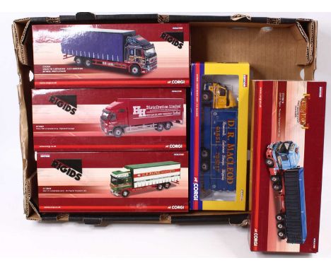 A Corgi limited edition 1/50 scale group of five boxed modern issue haulage models to include a No. CC13520 Volvo FM box lorr