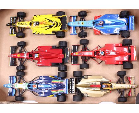 A Minichamps 1/18 scale group of six loose F1 Models to include 1996 Ferrari F310 Schumacher, 1995 Benetton B195, 1997 Ferrar